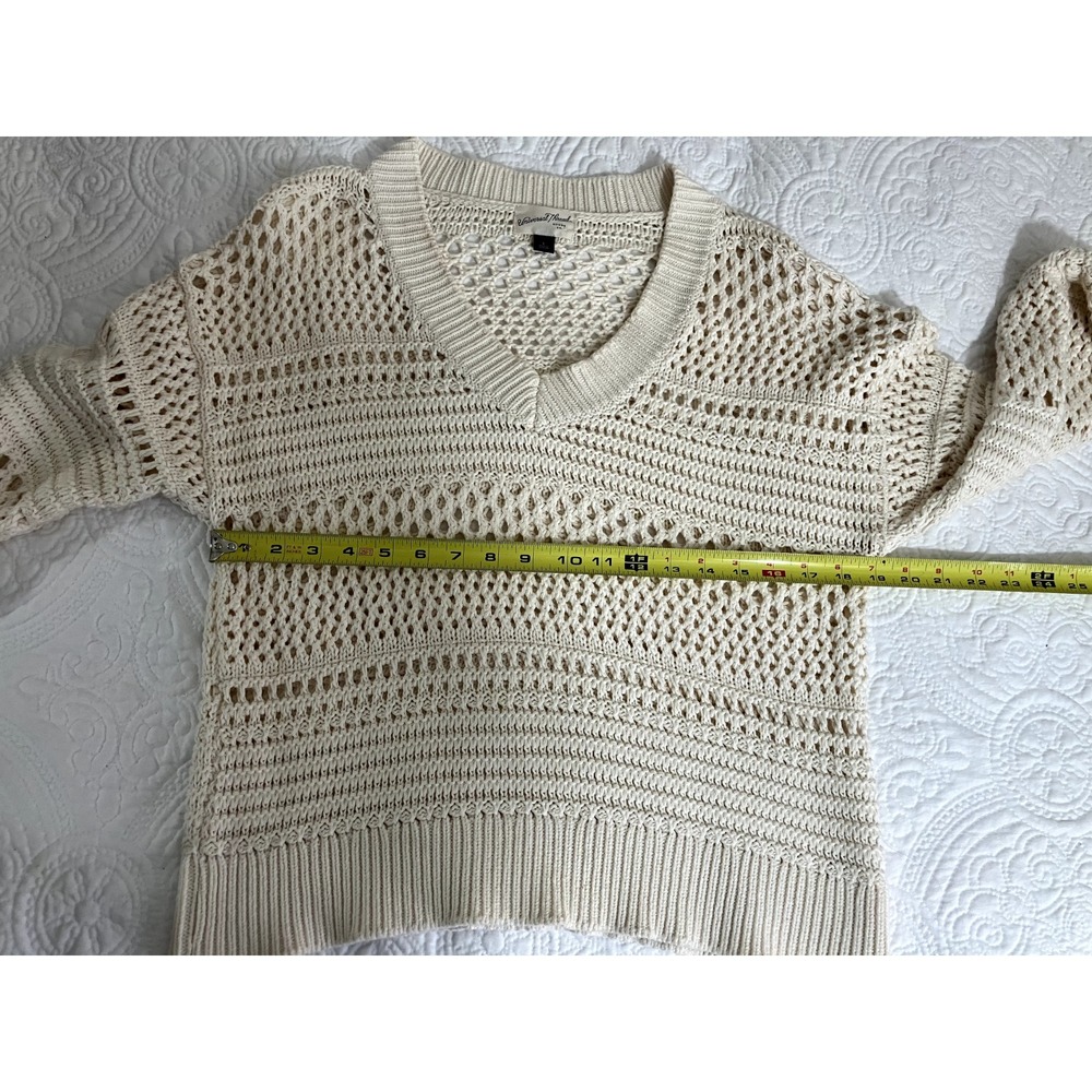 Universal Thread Open Knit V-Neck Sweater Women's L Crochet Boho Coastal Gypsy - Picture 4 of 8